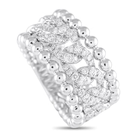 LB Exclusive 18K White Gold 0.80ct Diamond Beaded Openwork Ring ALR-19725