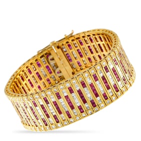 LB Exclusive 18K Yellow Gold 8.66ct Diamond and Ruby Bracelet MF10-042825