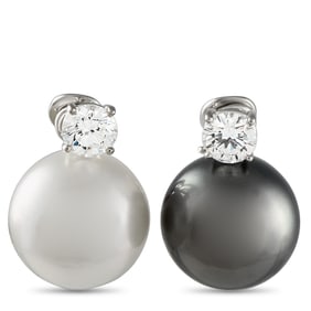 LB Exclusive Platinum 1.50ct Diamond and Pearl Day and Night Earrings MF50-041725