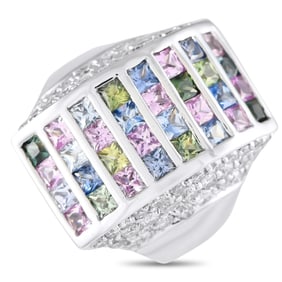 LB Exclusive 18K White Gold 1.40ct Diamond and Sapphire Ring MF21-120524