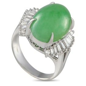 LB Exclusive Platinum 0.45ct Diamond and Jade Ring MF03-022025