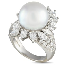 LB Exclusive Platinum 2.47ct Diamond and Pearl Ring MF01-022125