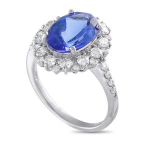 LB Exclusive Platinum 0.83ct Diamond and Tanzanite Ring MF09-032725