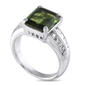 LB Exclusive Platinum 0.69ct Diamond and Tourmaline Ring MF07-032725