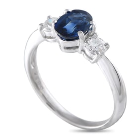 LB Exclusive Platinum 0.37ct Diamond and Sapphire Three Stone Ring MF22-032725