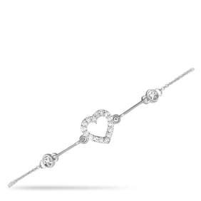 LB Exclusive 14K White Gold 0.10ct Diamond Heart Bracelet BR09659-W