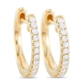 LB Exclusive 14K Yellow Gold 0.22ct Diamond Hoop Earrings AER-9846