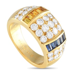Van Cleef & Arpels 18K Yellow Gold 1.45ct Diamond and Sapphire Ring VC46-031325
