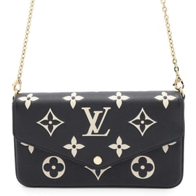 Louis Vuitton Chain Wallet Bicolor Monogram Empreinte Pochette Felicie M80482 Black