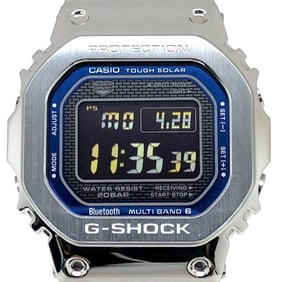 G-SHOCK CASIO Watch GMW-B5000D-2 Full Metal Silver Metallic Blue Dial Radio Solar Bluetooth Mobile