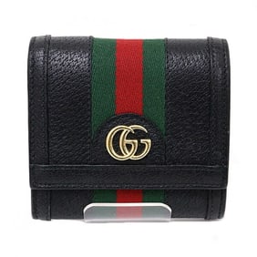 Gucci Double G Medium Bi-fold Wallet Leather 719887 Black Green Red