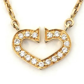 Cartier C Heart Necklace Pendant K18YG Yellow Gold Diamond 750YG