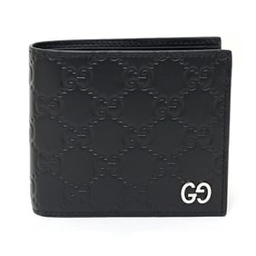 GUCCI Coin Wallet Bi-fold with Purse GG Guccissima 473922 Black Unused