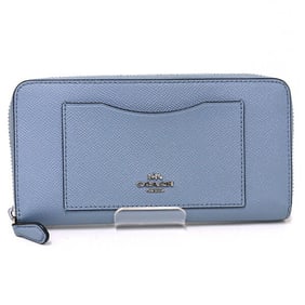 Coach COACH Round Long Wallet Zip Around Leather F54007 Light Blue