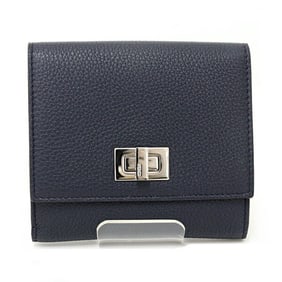 FENDI Peekaboo Wallet Bi-fold with Coin Purse Calf Leather 8M0438 Navy Unused
