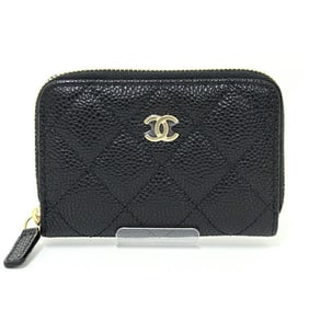 CHANEL Classic Zip Coin Purse Case Grained Calfskin AP0216 Black Unused