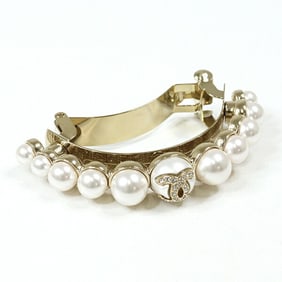 Chanel pony barrette fake pearl rhinestone coco mark hair