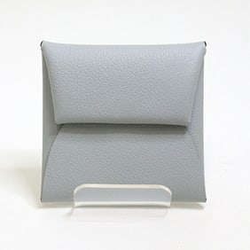 Hermes HERMES Coin Case Bastia Evercolor Blue Glacier W Engraved Purse Wallet Unused Item