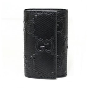 GUCCI GG embossed key case 6-ring ring hook leather 625565 black unused
