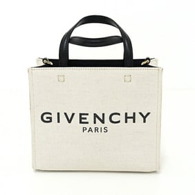 GIVENCHY G Tote Mini Beige/Black Linen & Cotton/Calf Shoulder 3WAY Unused