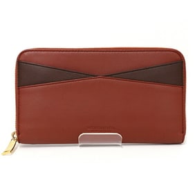 BOTTEGA VENETA Round Long Wallet 608254 Nappa Leather Brown Bicolor