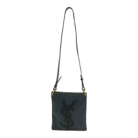 YVES SAINT LAURENT Kahala Shoulder Bag Black Canvas Leather Women's Mikunigaoka Store