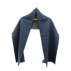 GUCCI Gucci Scarf GG Jacquard Wool Pattern Gray Navy 175cm Mikunigaoka Store