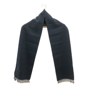PRADA Scarf 159cm Unisex Embroidered USC182 Navy 50% Wool Cashmere Mikunigaoka Store