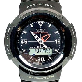G-SHOCK CASIO Watch AWM-500-1A Full Metal Radio Solar Black IP Double LED Light Screw Back Ana-Digi