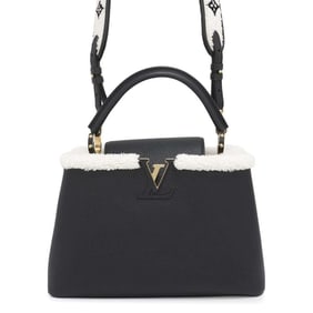 Louis Vuitton Handbag Taurillon Leather Shearling Capucines MM M59073 LOUIS VUITTON 2way Black