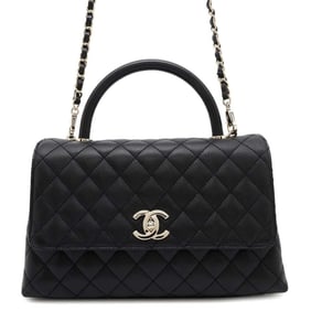 Chanel Handbag Matelasse Coco Mark Flap Caviar Skin A92991 2way Black