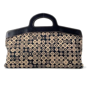 Chanel handbag Coco mark cotton jersey leather A21403 CHANEL black