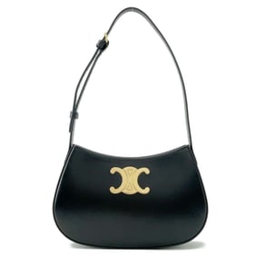 CELINE Medium Shoulder Bag Tilly Triomphe Calf Leather 115703 Black