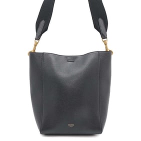 CELINE Shoulder Bag Sangle Bucket Small Leather 189303 Black