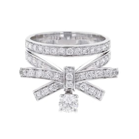 Chanel Ring, Ruban de Diamond, Center Stone 0.41ct, 51 other stones, Total approx. 1.05ct, K18WG,