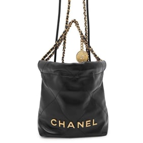 CHANEL Handbag 22 Mini Coco Mark Shiny Calf Leather AS3980 2way Shoulder Bag Black