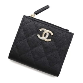 Chanel Bi-fold Wallet Coco Mark Small Caviar Skin AP4174 CHANEL Black
