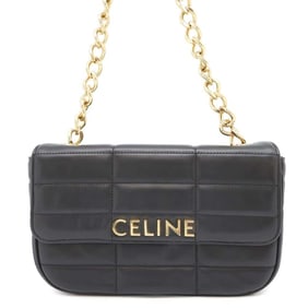 CELINE Chain Shoulder Bag Matelasse Monochrome 111273EPZ Black
