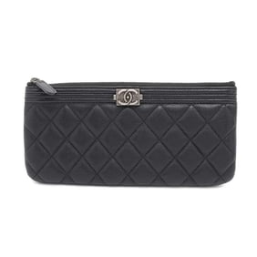 Chanel Pouch Boy Coco Mark Matelasse Soft Caviar Skin A81254 CHANEL Long Wallet Black