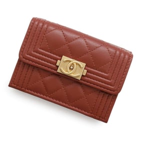 Chanel Tri-fold Wallet Boy Coco Mark Small Lambskin A84432 CHANEL Black