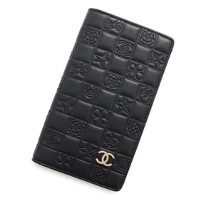 Chanel Long Wallet Icon Line Coco Mark Lambskin CHANEL Black