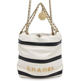 Chanel handbag CHANEL 22 Mini Coco Mark Calf Leather AS3980 2way White