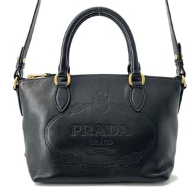 Prada handbag embossed leather 1BA111 PRADA 2way black