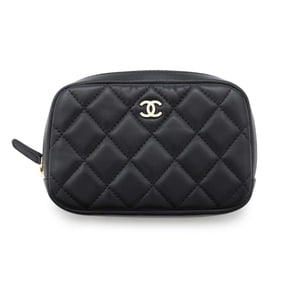 Chanel Pouch Coco Mark Matelasse Lambskin A80909 CHANEL Black