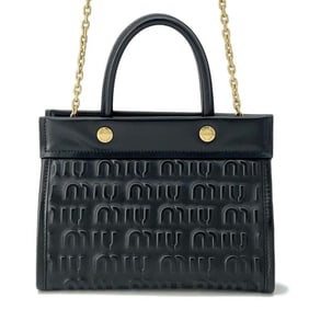 Miu Miu Miu Handbag Embossed Leather 5BA243 2way Shoulder Bag Black