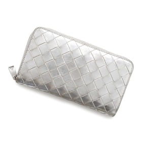 Bottega Veneta Long Wallet Intrecciato Round Leather BOTTEGA VENETA Silver