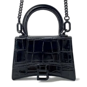 Balenciaga Chain Shoulder Bag Hourglass Embossed Leather 664676 BALENCIAGA Black