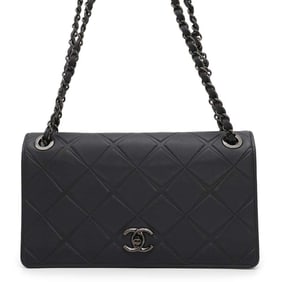 Chanel Chain Shoulder Bag Coco Mark Full Flap Leather CHANEL Black