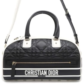 Christian Dior Dior Handbag Vibe Macrocannage Bowling Bag Medium M6202OFCA Shoulder Black White