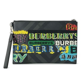 Burberry Clutch Bag Leather BURBERRY Men's Black